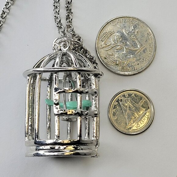 Bird In A Cage Pendant Necklace - Picture 4 of 12